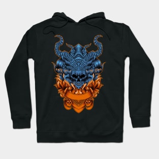 Skull with horns with ornament illustration Hoodie